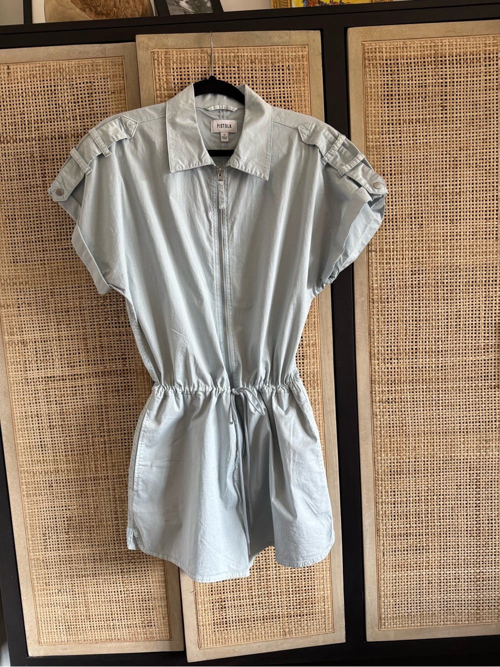 pistola Light Blue Zip-Front Romper